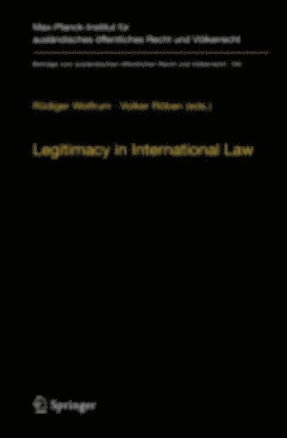 Volker Roben, Rudiger Wolfrum - Legitimacy in International Law, E-bok
