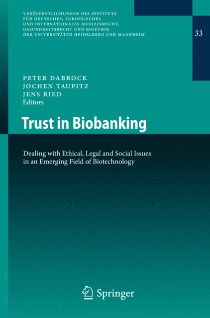 Jens Ried, Jochen Taupitz, Peter Dabrock - Trust in Biobanking, E-bok