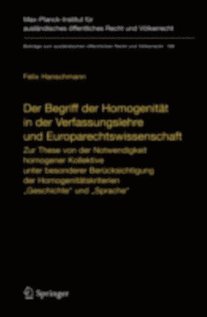 Felix Hanschmann - Der Begriff der Homogenität in der Verfassungslehre und Europarechtswissenschaft, E-bok