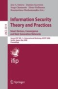 Information Security Theory and Practices. Smart Devices, Convergence and Next Generation Networks