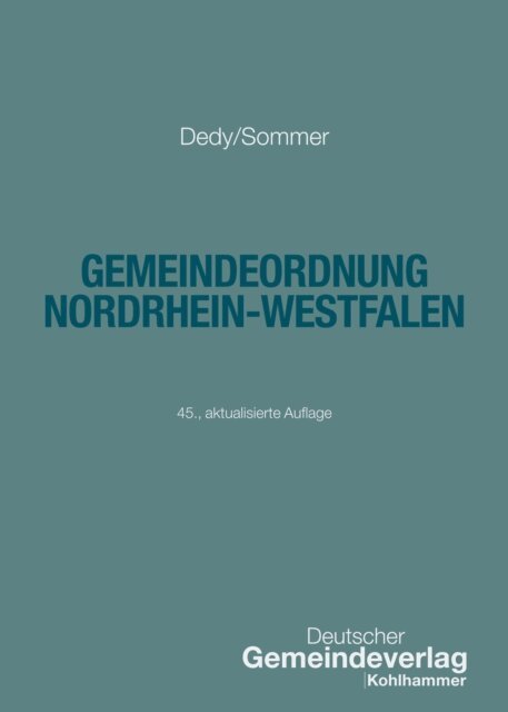 Christof Sommer, Helmut Dedy - Gemeindeordnung Nordrhein-Westfalen, E-bok