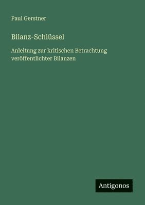 Paul Gerstner - Bilanz-Schlüssel, Häftad