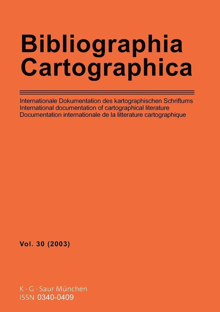 Staatsbibliothek Zu Berlin - Bibliographia Cartographica, Häftad
