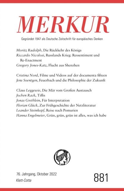 Ekkehard Knorer, Christian Demand - MERKUR Gegründet 1947 als Deutsche Zeitschrift für europäisches Denken - 10/2022, E-bok