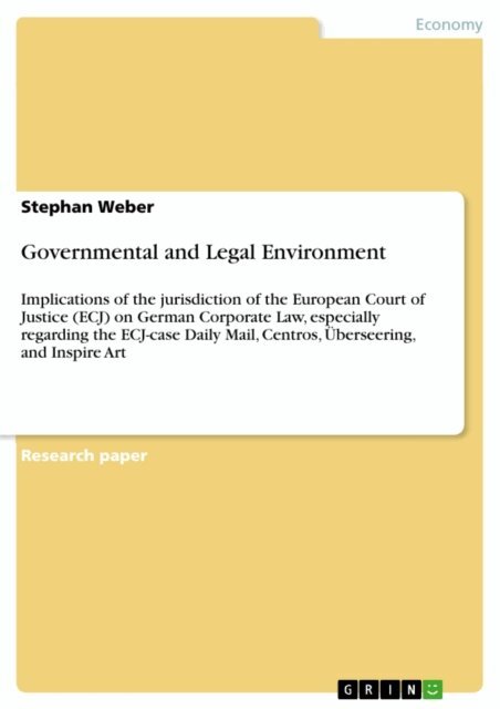 Stephan Weber - Governmental and Legal Environment, E-bok