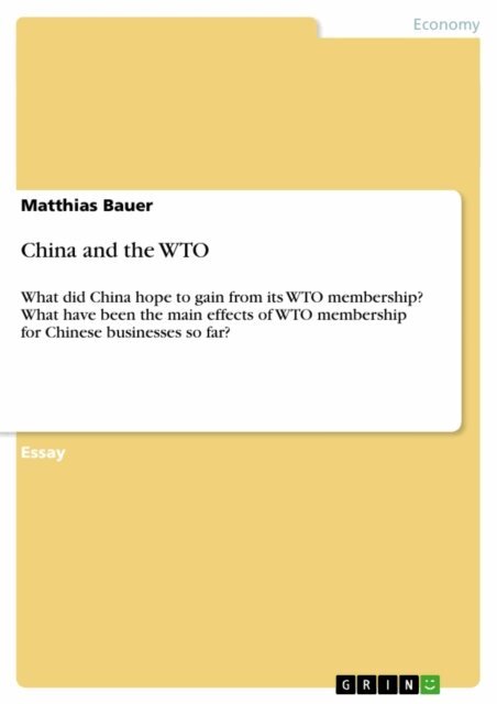 Matthias Bauer - China and the WTO, E-bok