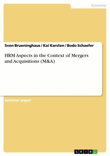 Bodo Schaefer, Kai Karsten, Sven Brueninghaus - HRM Aspects in the Context of Mergers and Acquisitions (M&A), E-bok