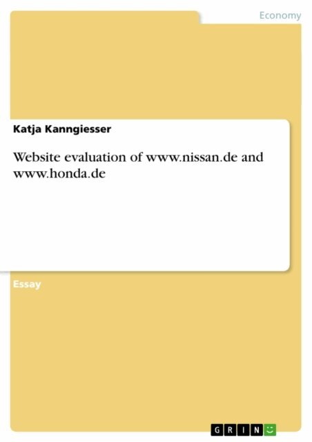 Katja Kanngiesser - Website evaluation of www.nissan.de and www.honda.de, E-bok