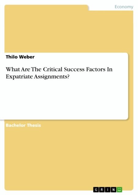 Thilo Weber - What Are The Critical Success Factors In Expatriate Assignments?, E-bok