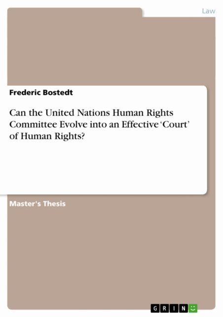 Frederic Bostedt - Can the United Nations Human Rights Committee Evolve into an Effective 'Court' of Human Rights?, E-bok