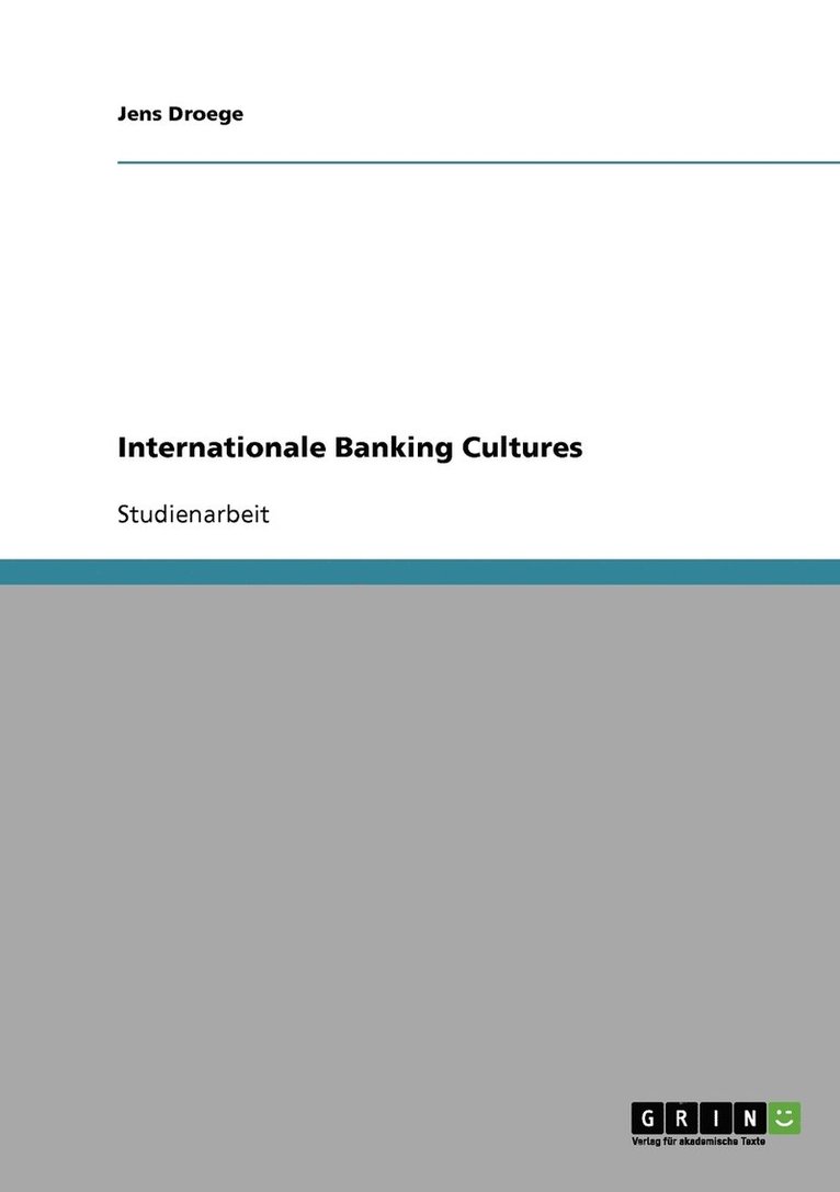 Jens Droege - Internationale Banking Cultures, Häftad