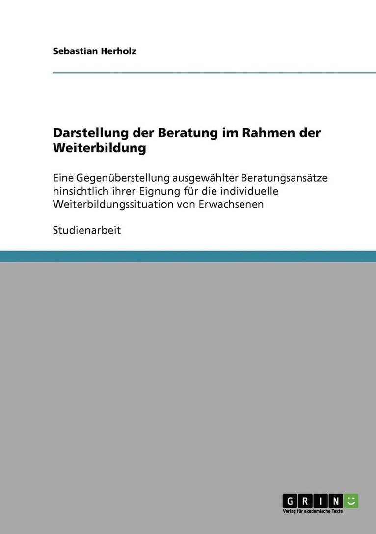 Sebastian Herholz - Darstellung der Beratung im Rahmen der Weiterbildung, Häftad
