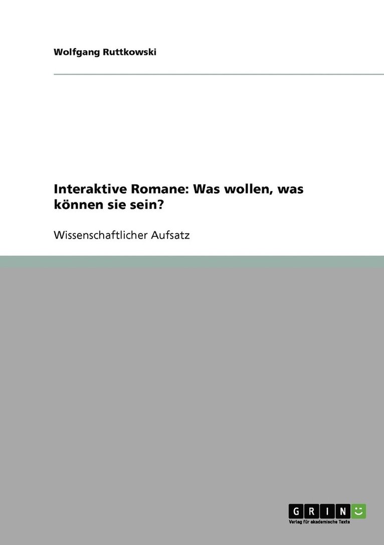 Wolfgang Ruttkowski - Interaktive Romane, Häftad