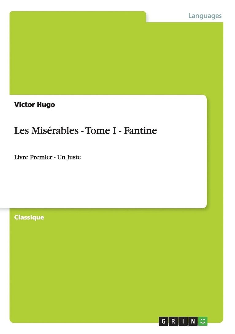 Victor Hugo - Les Misérables - Tome I - Fantine, Häftad
