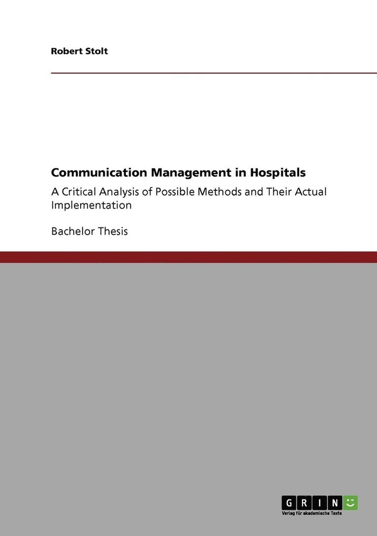 Robert Stolt - Communication Management in Hospitals, Häftad