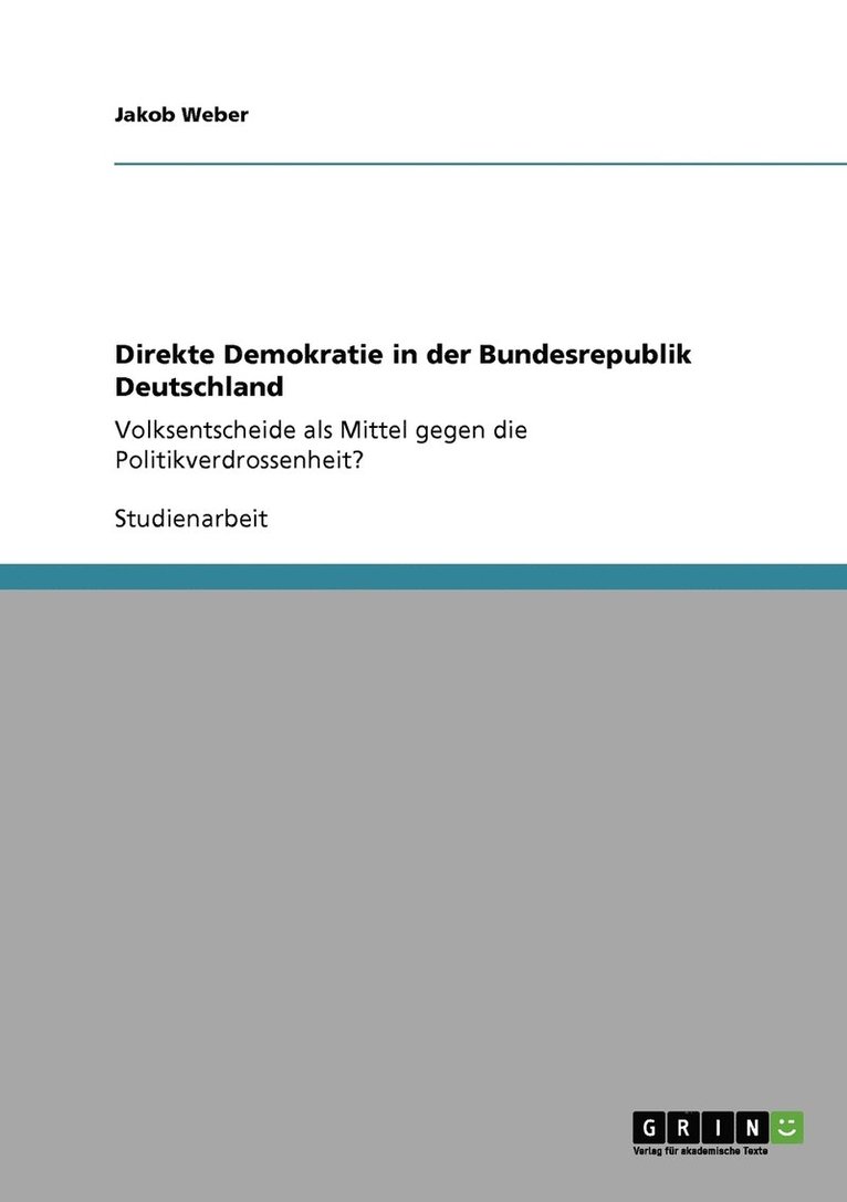 Jakob Weber - Direkte Demokratie in der Bundesrepublik Deutschland, Häftad