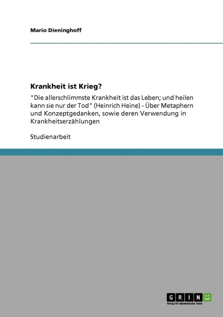 Mario Dieninghoff - Krankheit ist Krieg?, Häftad