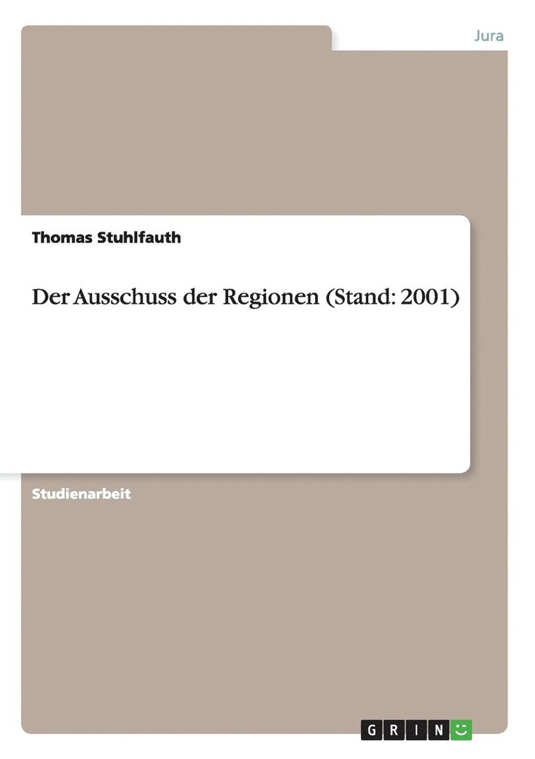 Thomas Stuhlfauth - Ausschuss der Regionen (Stand, Häftad. Tillgänglighet: Lägg i varukorg