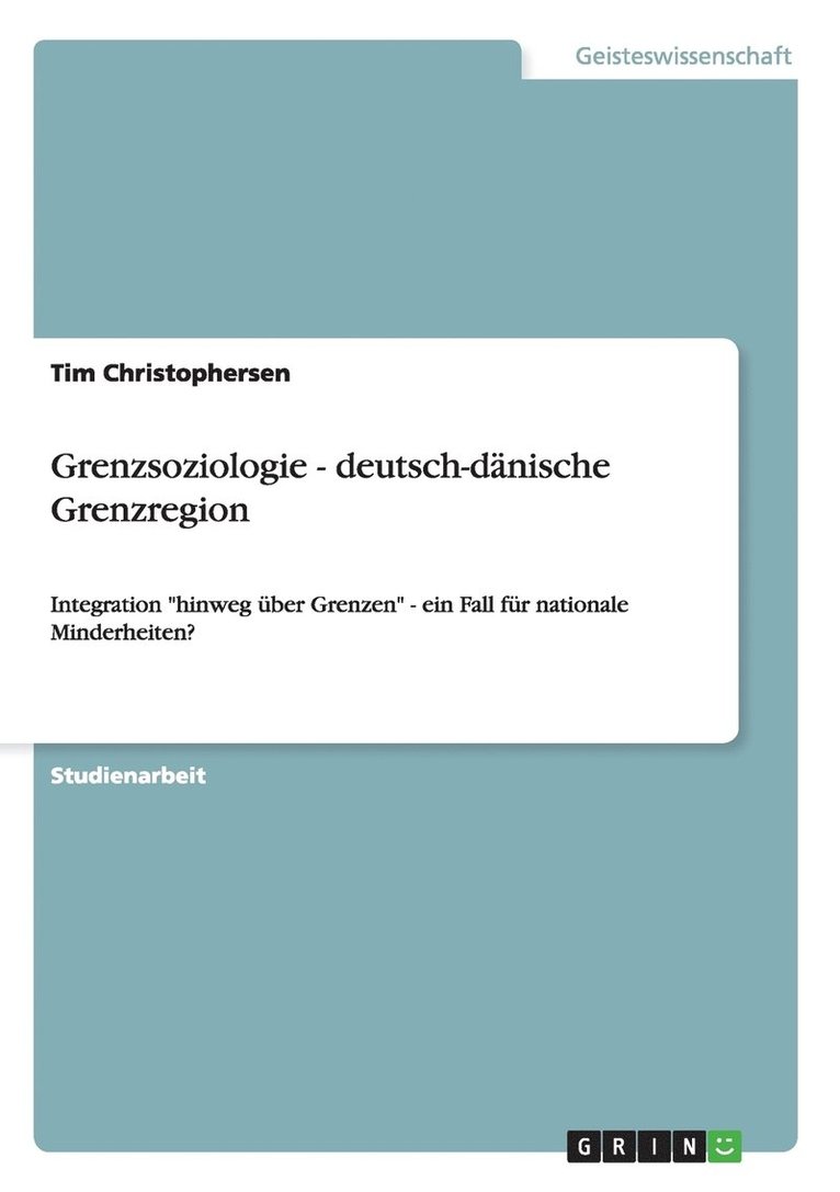 Tim Christophersen - Grenzsoziologie - deutsch-dänische Grenzregion, Häftad
