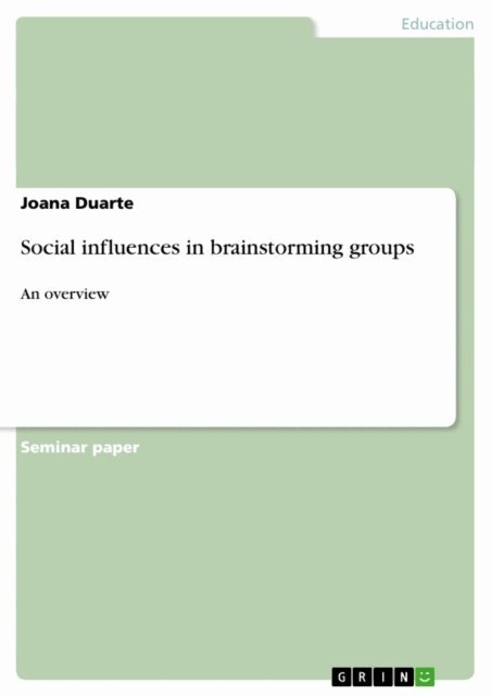 Joana Duarte - Social influences in brainstorming groups, E-bok