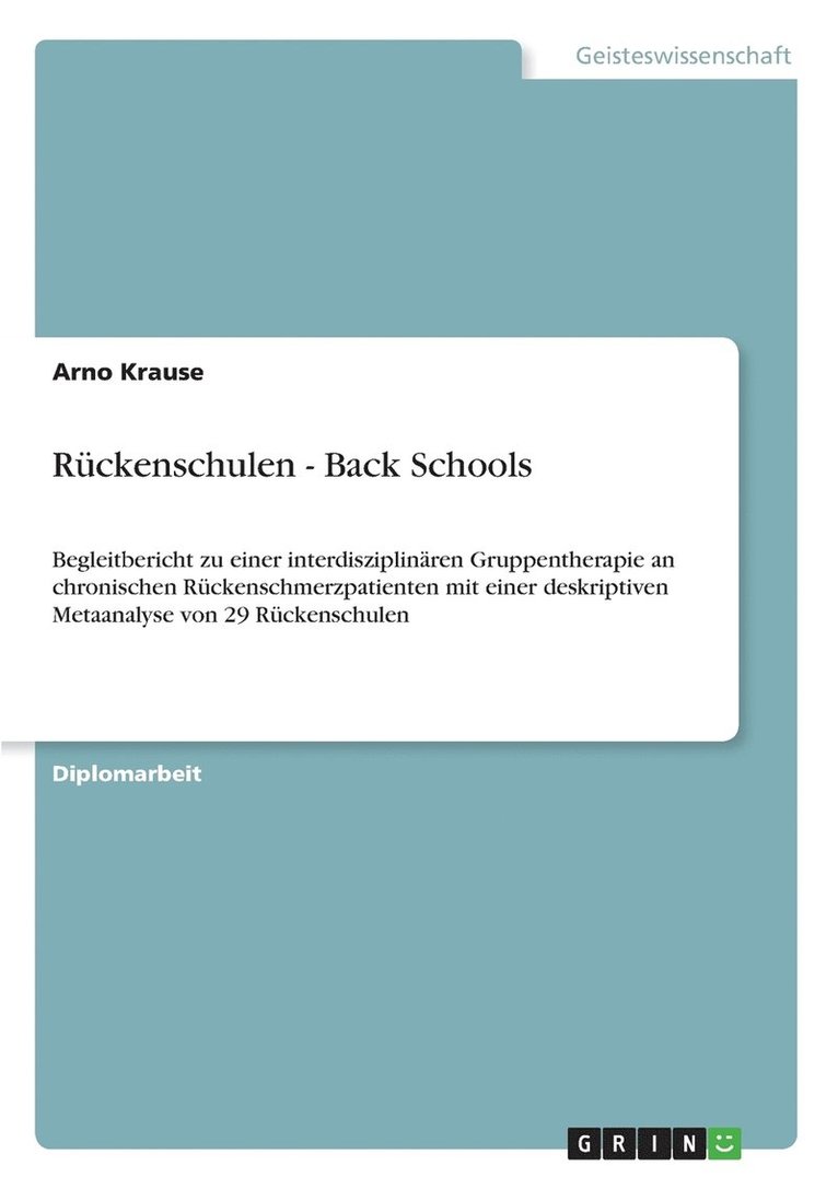 Arno Krause - Rückenschulen - Back Schools, Häftad