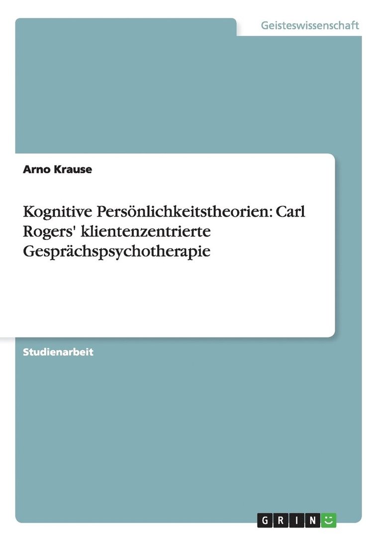 Arno Krause - Kognitive Persönlichkeitstheorien, Häftad