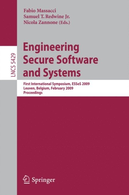 Nicola Zannone, Samuel Redwine, Fabio MASSACCI - Engineering Secure Software and Systems, E-bok