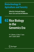 Rice Biology in the Genomics Era