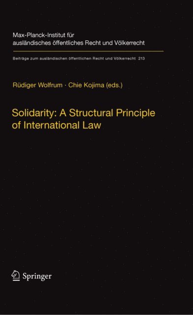 Chie Kojima, Rudiger Wolfrum - Solidarity: A Structural Principle of International Law, E-bok