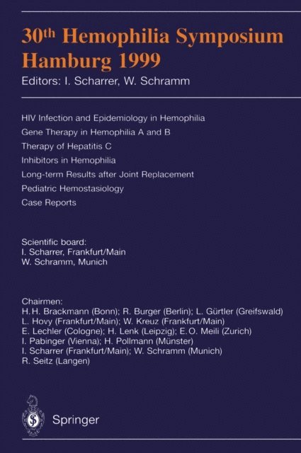 W. Schramm, I. Scharrer - 30th Hemophilia Symposium Hamburg 1999, E-bok