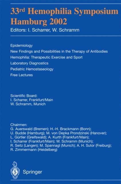 W. Schramm, I. Scharrer - 33rd Hemophilia Symposium, E-bok