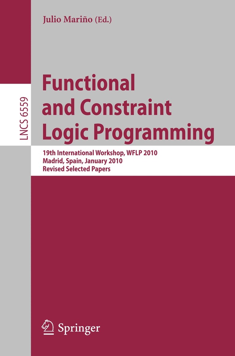 Julio Marino - Functional and Constraint Logic Programming, Häftad