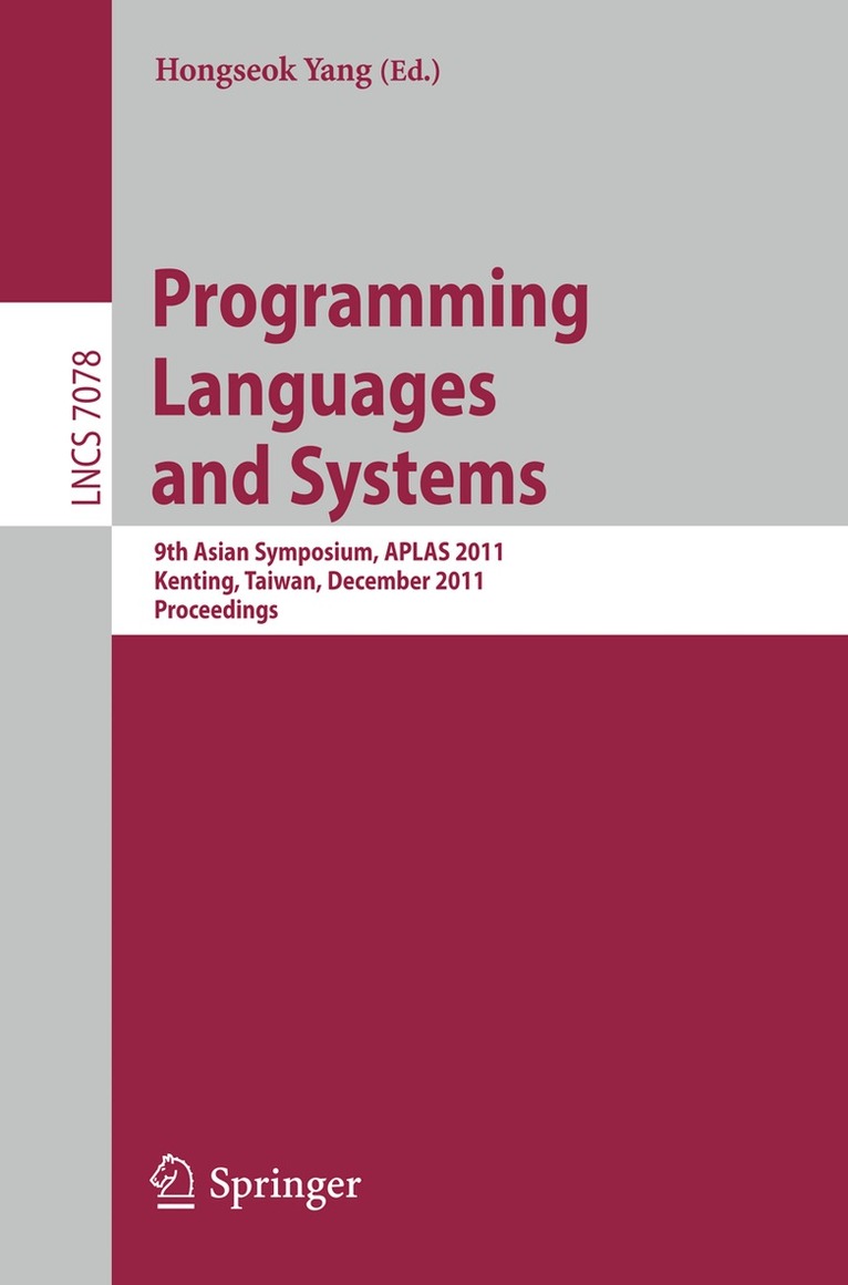 Hongseok Yang - Programming Languages and Systems, Häftad. Tillgänglighet: Lägg i varukorg
