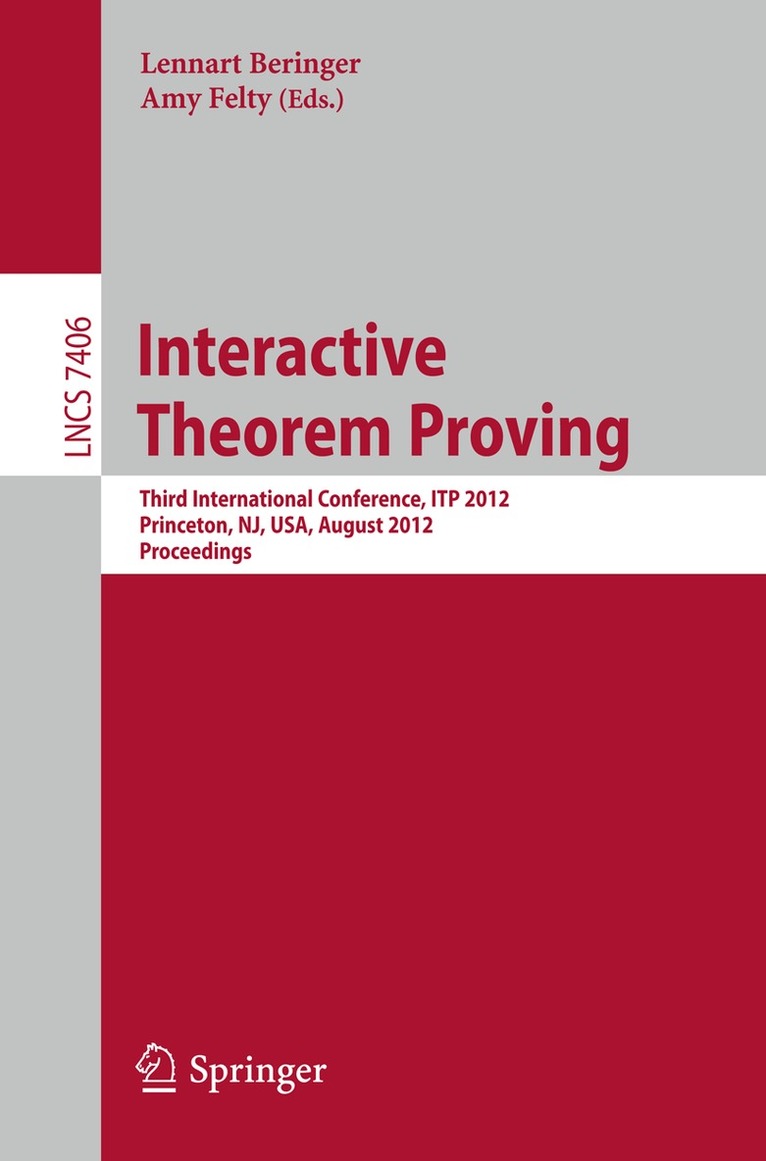 Lennart Beringer, Amy Felty - Interactive Theorem Proving, Häftad. Tillgänglighet: Lägg i varukorg