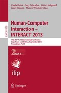 Human-Computer Interaction -- INTERACT 2013