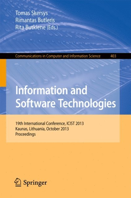 Rita Butkiene, Rimantas Butleris, Tomas Skersys - Information and Software Technologies, E-bok