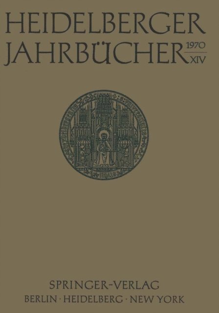 H. Schipperges - Heidelberger Jahrbücher, E-bok
