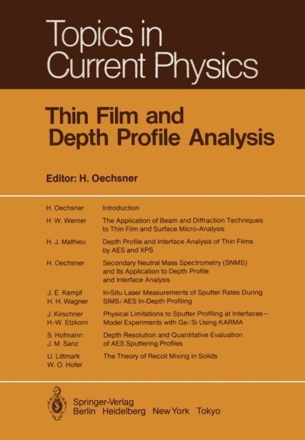 H. Oechsner - Thin Film and Depth Profile Analysis, E-bok