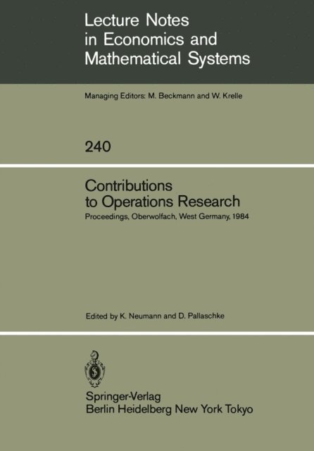Diethard Pallaschke, Klaus Neumann - Contributions to Operations Research, E-bok