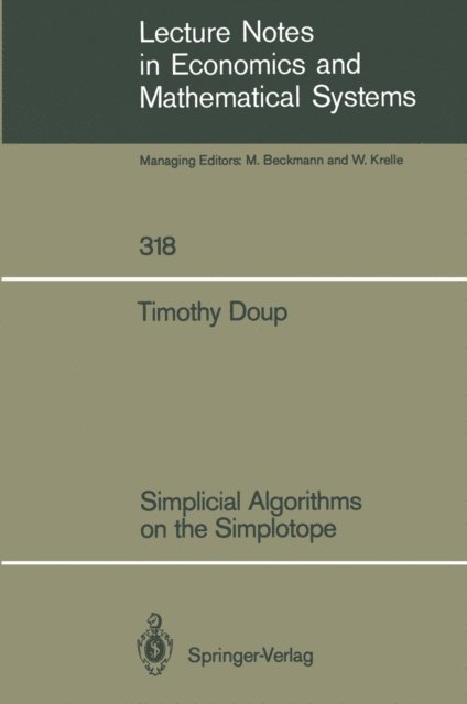 Timothy M. Doup - Simplicial Algorithms on the Simplotope, E-bok