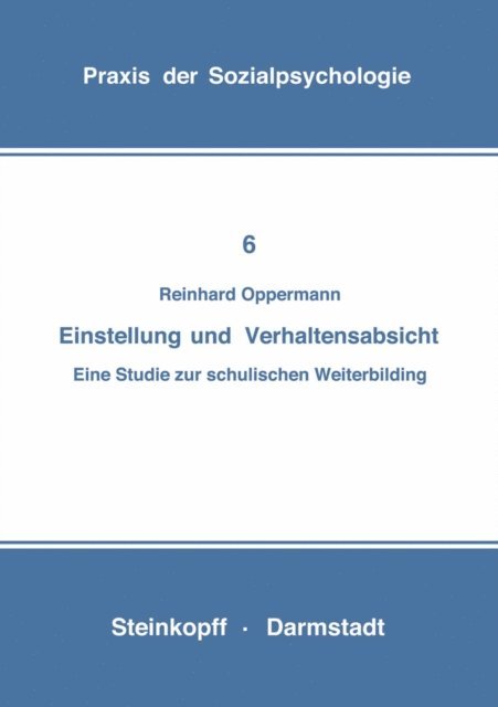 Reinhard Opper - Einstellung und Verhaltensabsicht, E-bok
