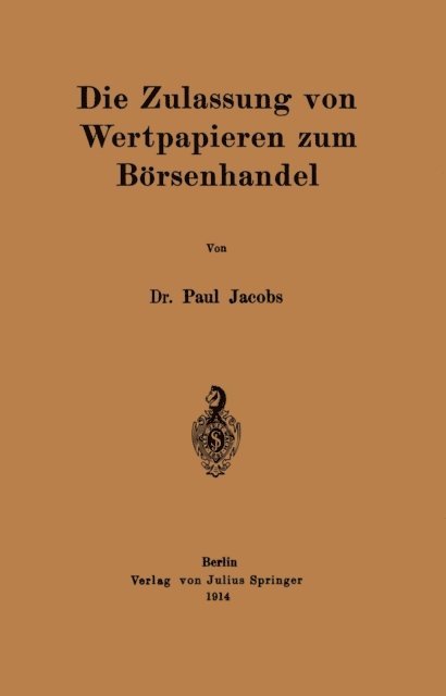 Paul Jacobs - Die Zulassung von Wertpapieren zum Börsenhandel, E-bok