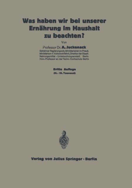 A. Juckenack - Was haben wir bei unserer Ernährung im Haushalt zu beachten?, E-bok
