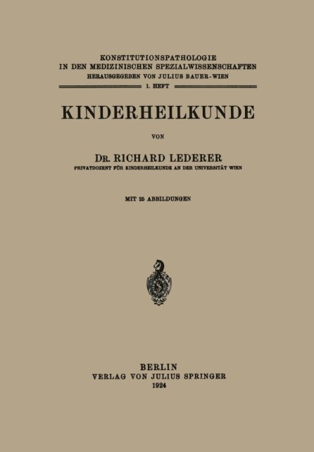 Richard Lederer, Ludolf Krehl - Kinderheilkunde, E-bok