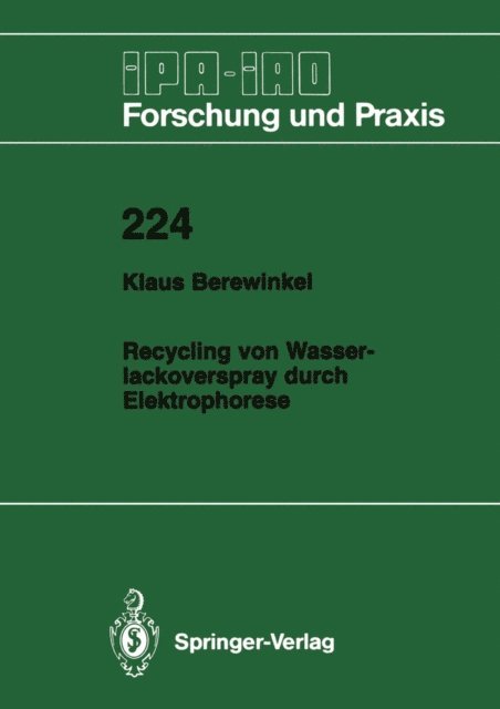 Klaus Berewinkel - Recycling von Wasserlackoverspray durch Elektrophorese, E-bok