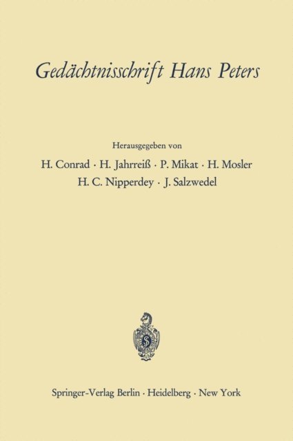 J. Salzwedel, H. C. Nipperdey, H. Mosler, P. Mikat, H. Jahrrei, H. Conrad - Gedächtnisschrift Hans Peters, E-bok