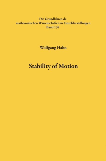Wolfgang Hahn - Stability of Motion, E-bok