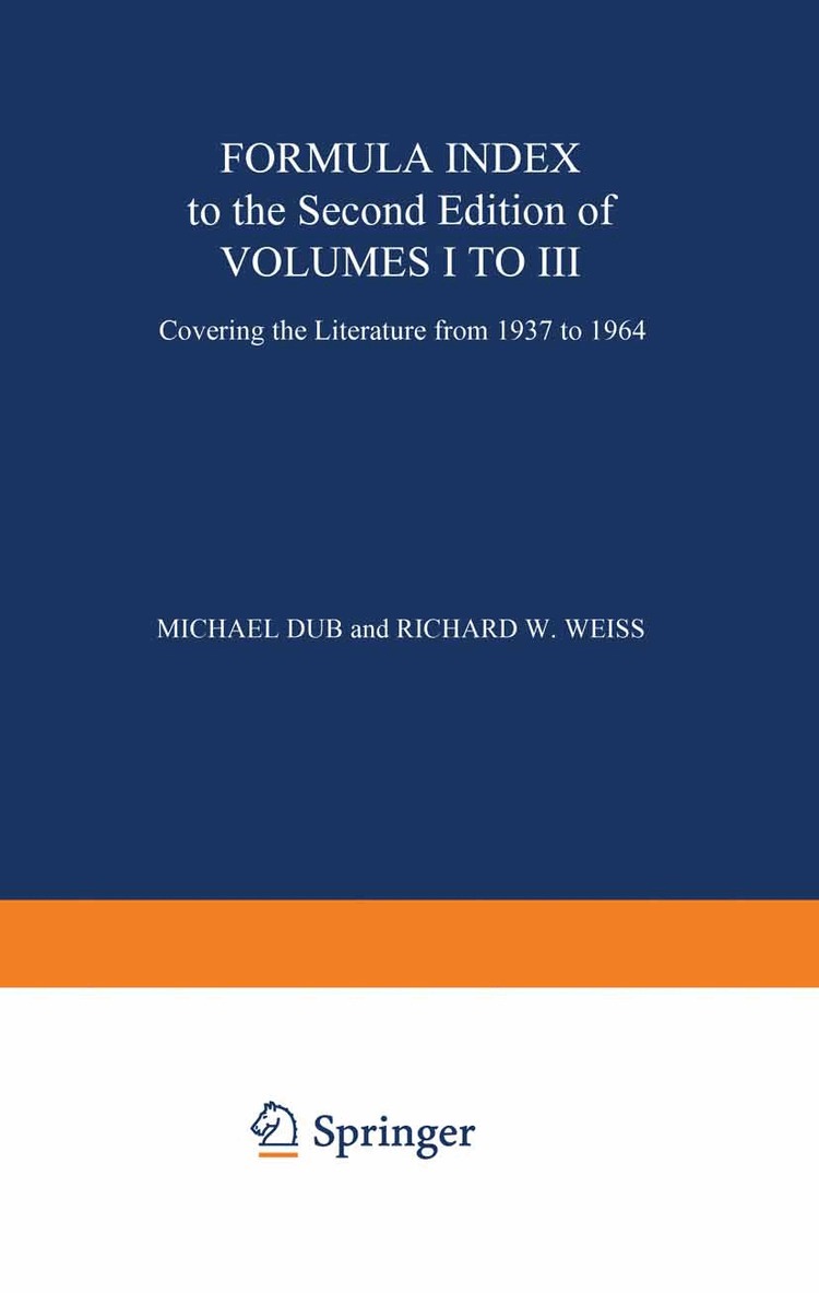 Richard W. Weiss, Michael Dub - Formula Index to the Second Edition of Volume I to III, Häftad