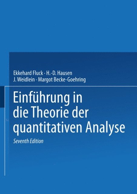 M. Becke-Goehring, E. Fluck - Einführung in die Theorie der quantitativen Analyse, E-bok