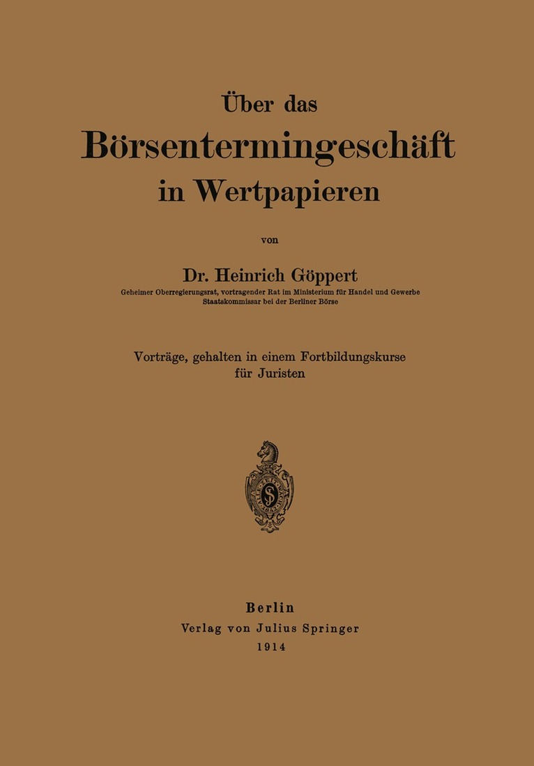 Über das Börsentermingeschäft in Wertpapieren